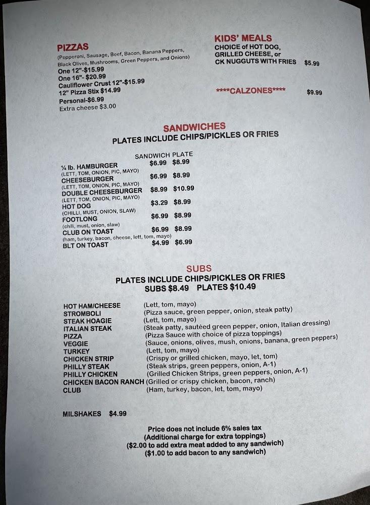 Five Star Pizza Menu image 1